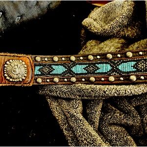 Black Chestnut Vintage Turquoise Beaded Inlay Belt